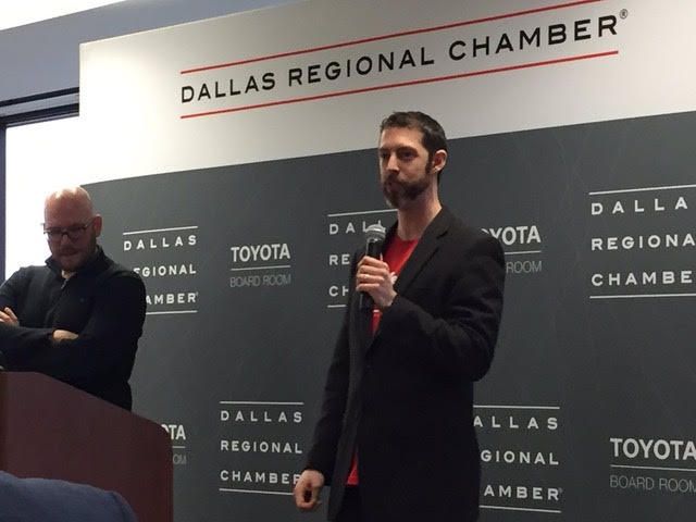 William Entriken speaking at the Dallas Chamber of Commerce event